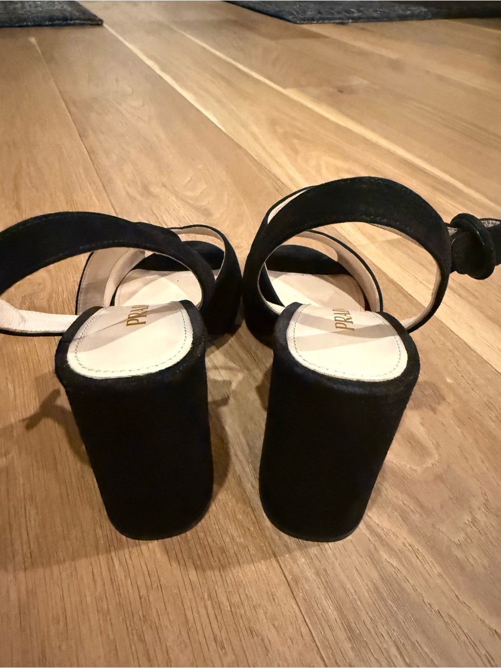 Prada Black Suede Platform Block Heel Sandals Size 7 - Picture 4 of 7